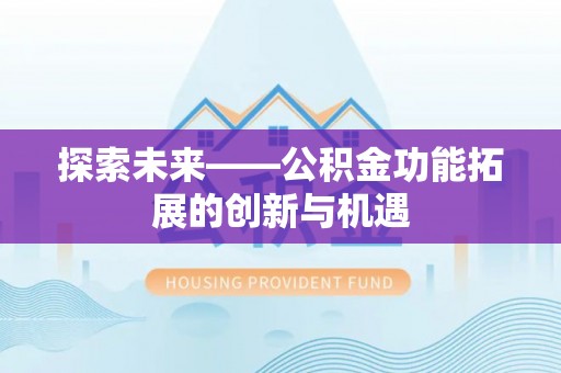 卢龙探索未来——公积金功能拓展的创新与机遇