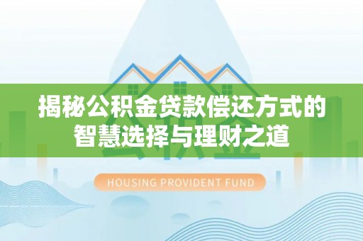 卢龙揭秘公积金贷款偿还方式的智慧选择与理财之道
